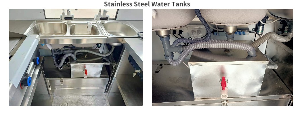 stainless steel water sinks in the food trailer